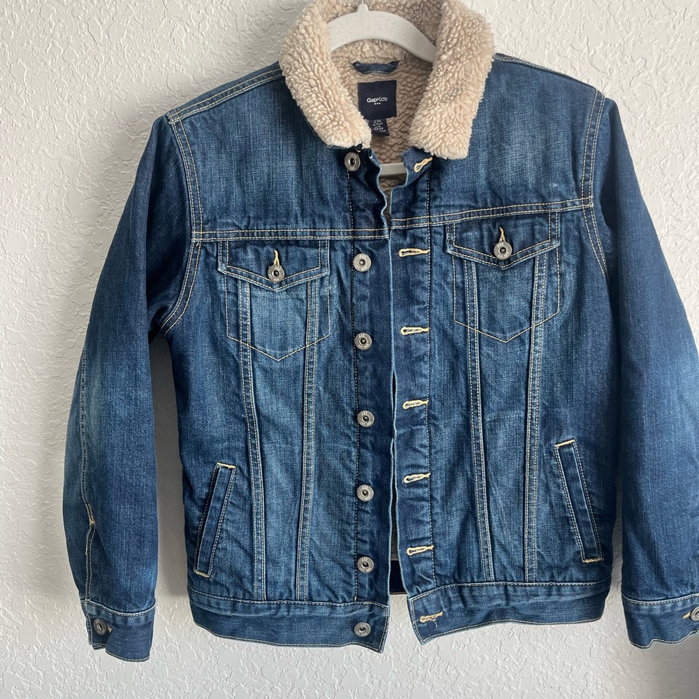 GAP Blue Denim Jacket with Sherpa Collar